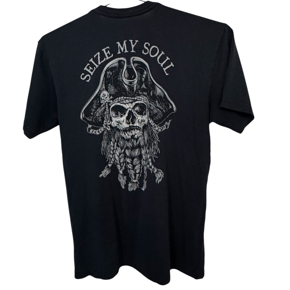 Zero Foxtrot Military Men's S Black Pirate Skull T-Shirt MINTY